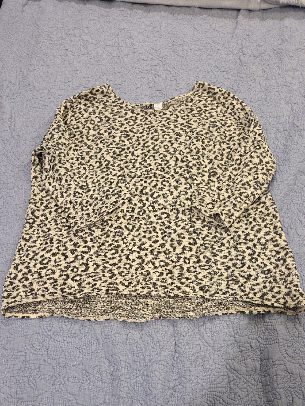 Divided Cream and Black Sparkly Leopard Print 3/4 Long Sleeve Top Size L!